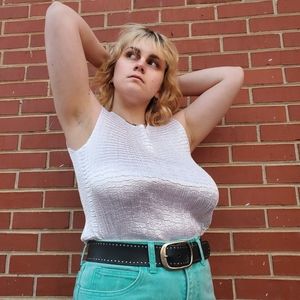 Vintage White Crinkle Tank Top by Nicola